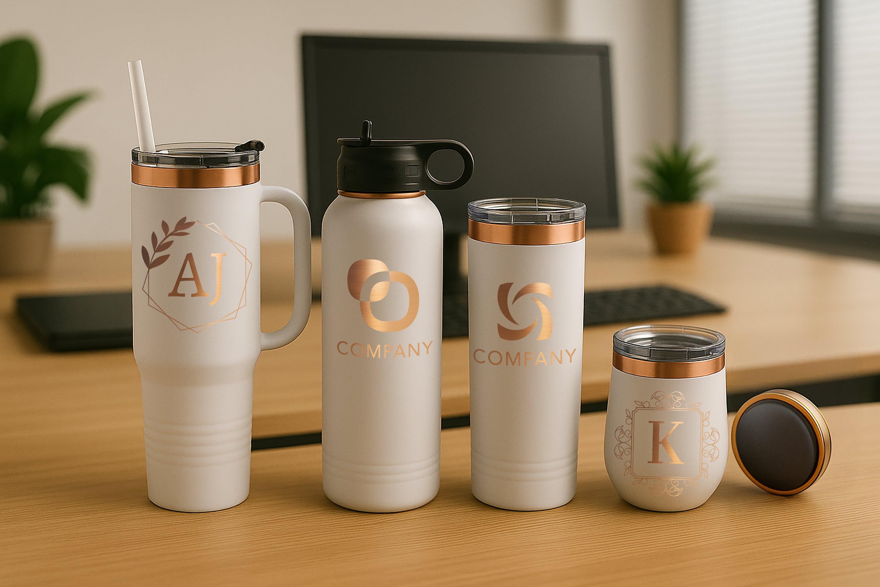 WHITE ROSE TUMBLER SET